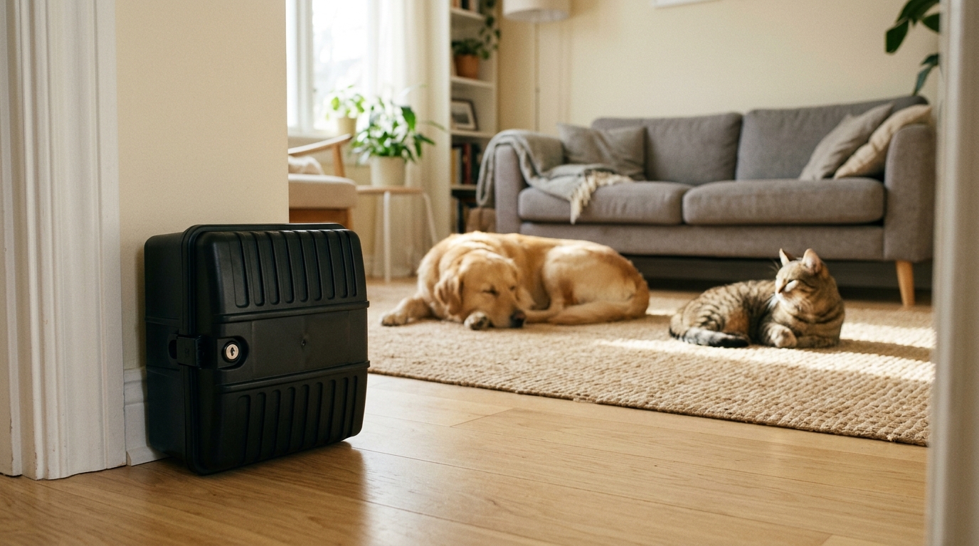 Poste d'appâtage sécurisé pour rongeurs, fermé et hors de portée d'un chien ou d'un chat